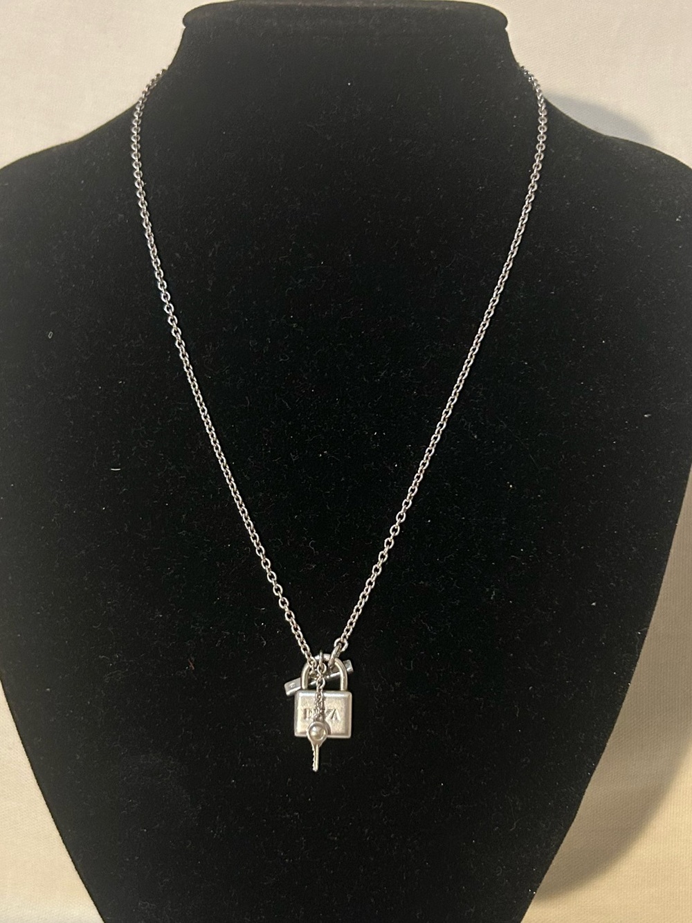 Emporio Armani Padlock Key Design Sterling Silver Toggle Necklace